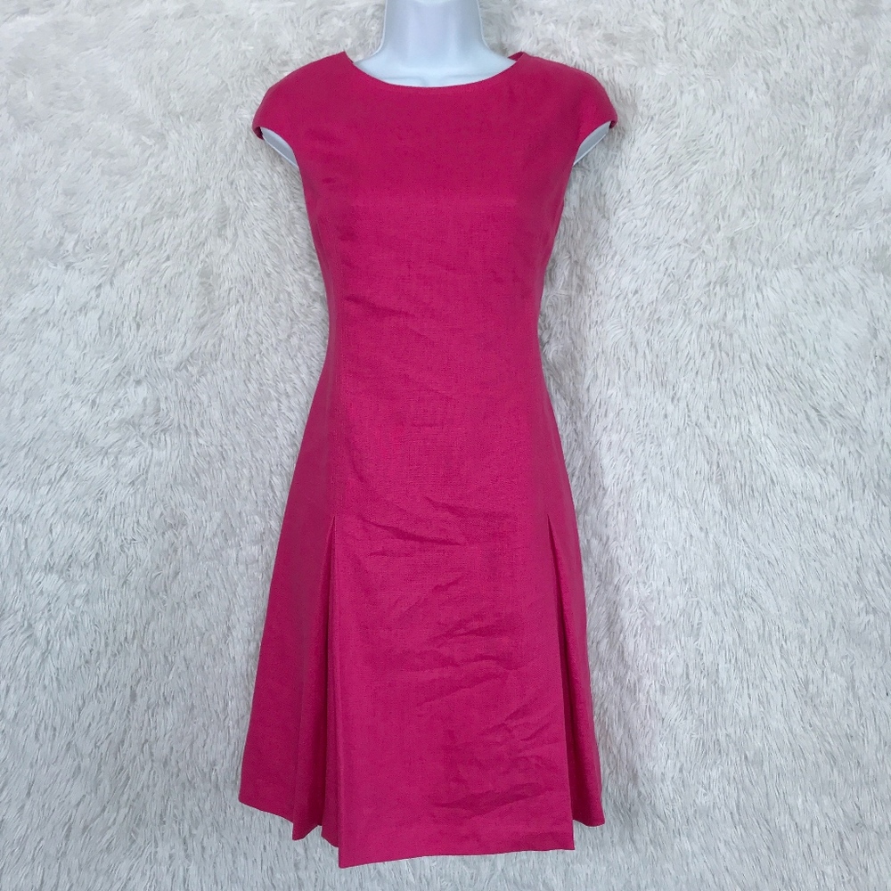 Classic Cap-Sleeve Fit & Flare Dress in Fuchsia